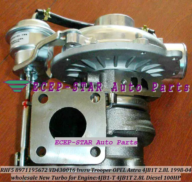Турбокомпрессор RHF5 8971195672 VD430016 для ISUZU Trooper Rodeo OPEL VAUXHALL Astra 98 04 4JB1 T 4JB1T 2.8L|turbocharger