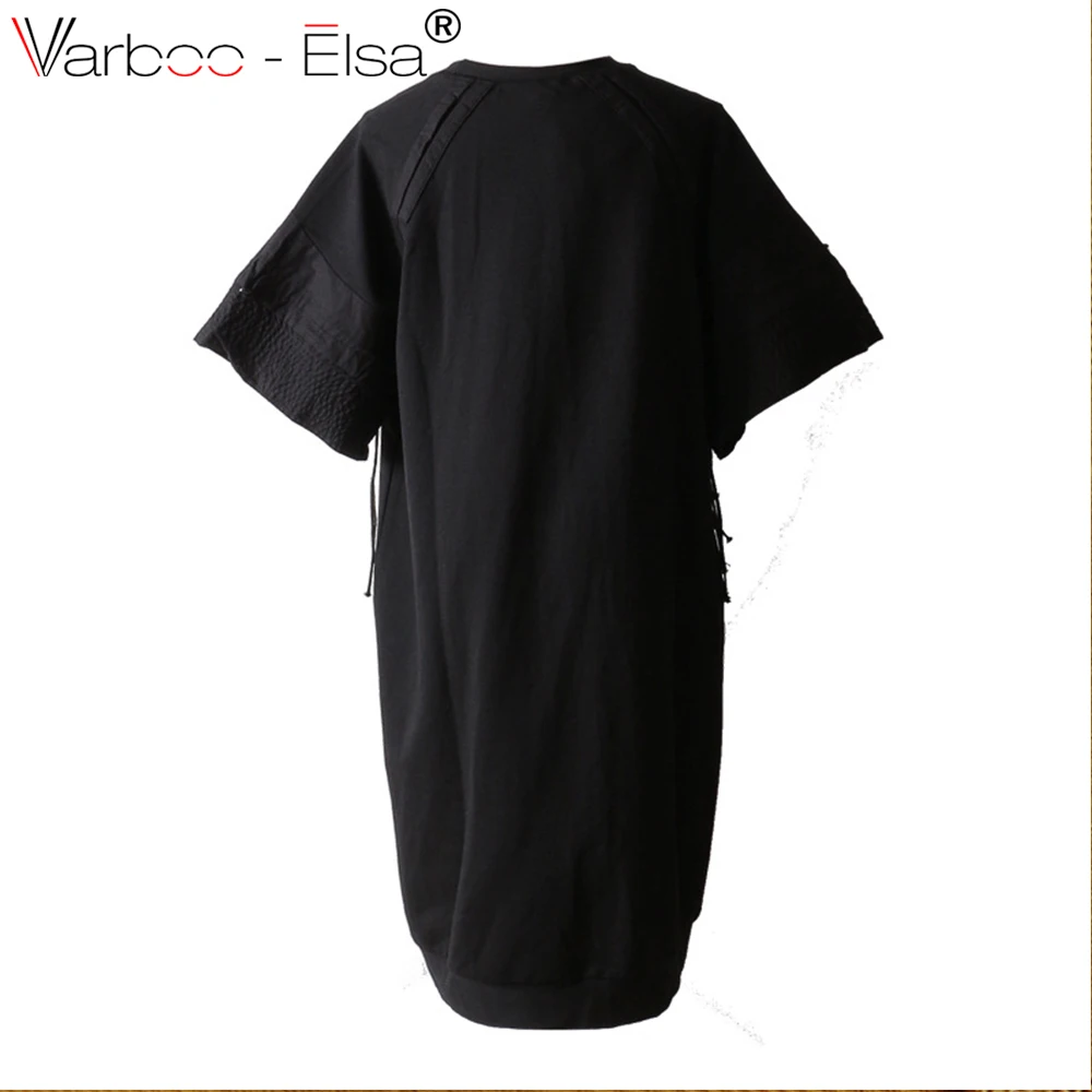 VARBOO_ELSA черной кисточкой платье Женский Круглая горловина короткий рукав Oversize