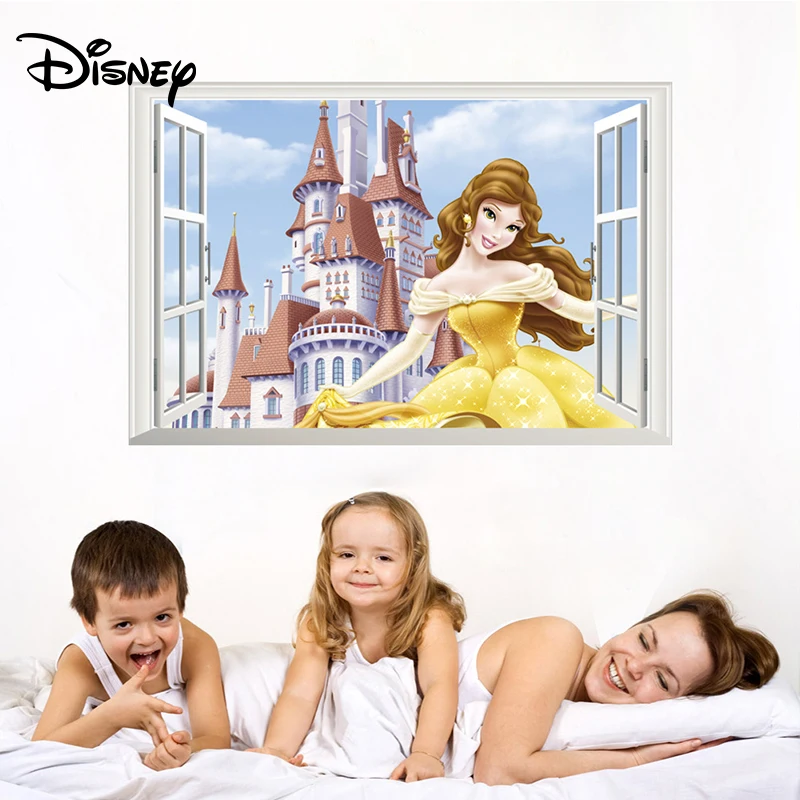 Серия Принцессы Диснея ПВХ наклейки украшения для детской комнаты спальни с