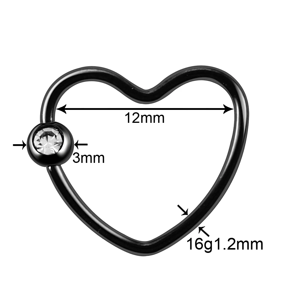 1 шт. модные кольца в форме сердца Daith, опал, драгоценный камень, хрящ, трагус, пирсинг носа, кольца-кольца, кольцо Daith, пирсинг, Сексуальные Ювелирные изделия