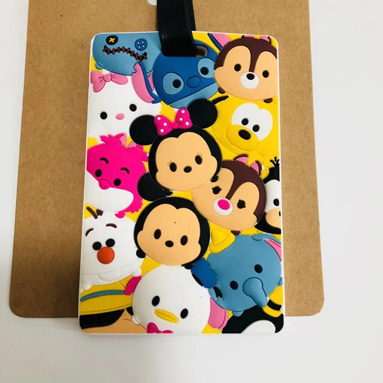 Квадратные дорожные аксессуары TSUM багажные бирки силикагель чемодан ID Addres держатели Микки Минни багажные посадочные бирки к багажу