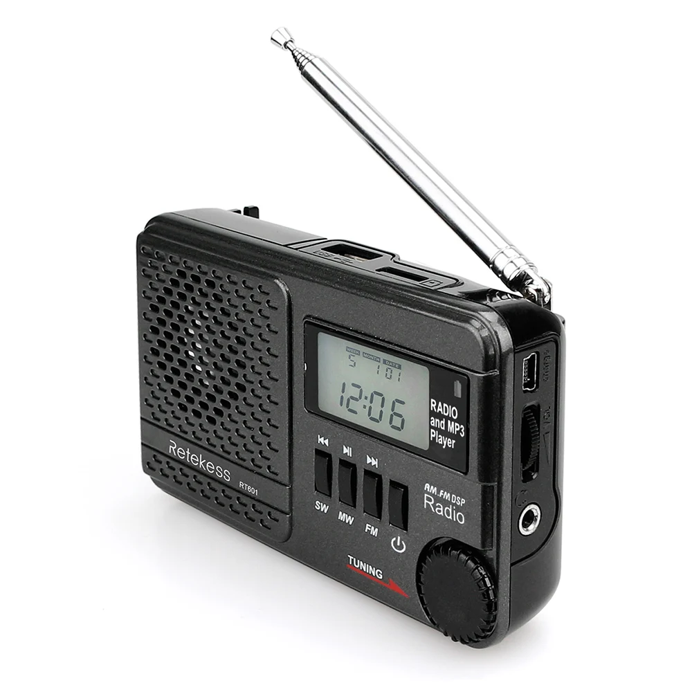 Retekess TR601 FM/AM/SW радио многополосный цифровой стерео радио приемник ж/MP3 колонки наушники Выход Время антенна дисплея радио