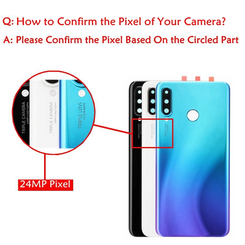 Для huawei P30 Lite Задняя крышка батареи+ камера Стекло Объектив 24MP nova 4e задняя крышка корпуса Замена двери Ремонт Запасные части