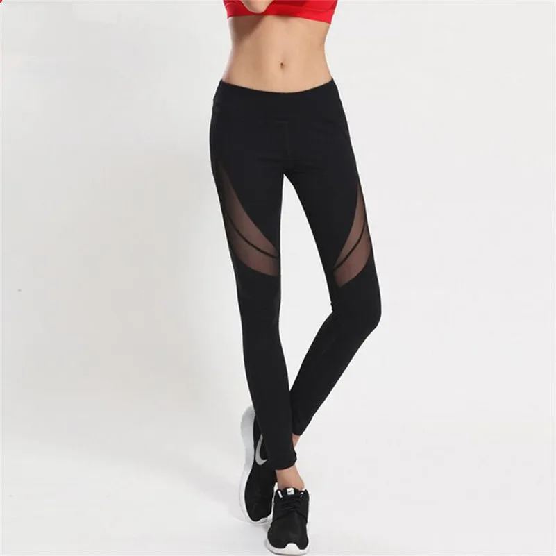 Сексуальные женские леггинсы с высокой талией для фитнеса сетчатые эластичности
