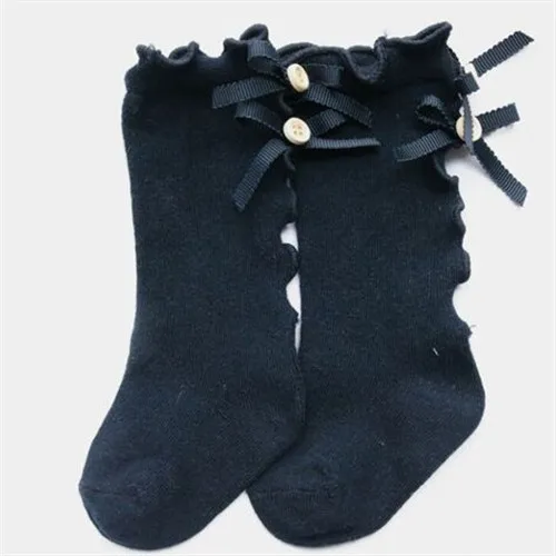 navy blue Детские носки принцессы для девочек, хлопковые детские гольфы, длинные носки для маленьких девочек, одежда, аксессуары - Цвет: navy blue