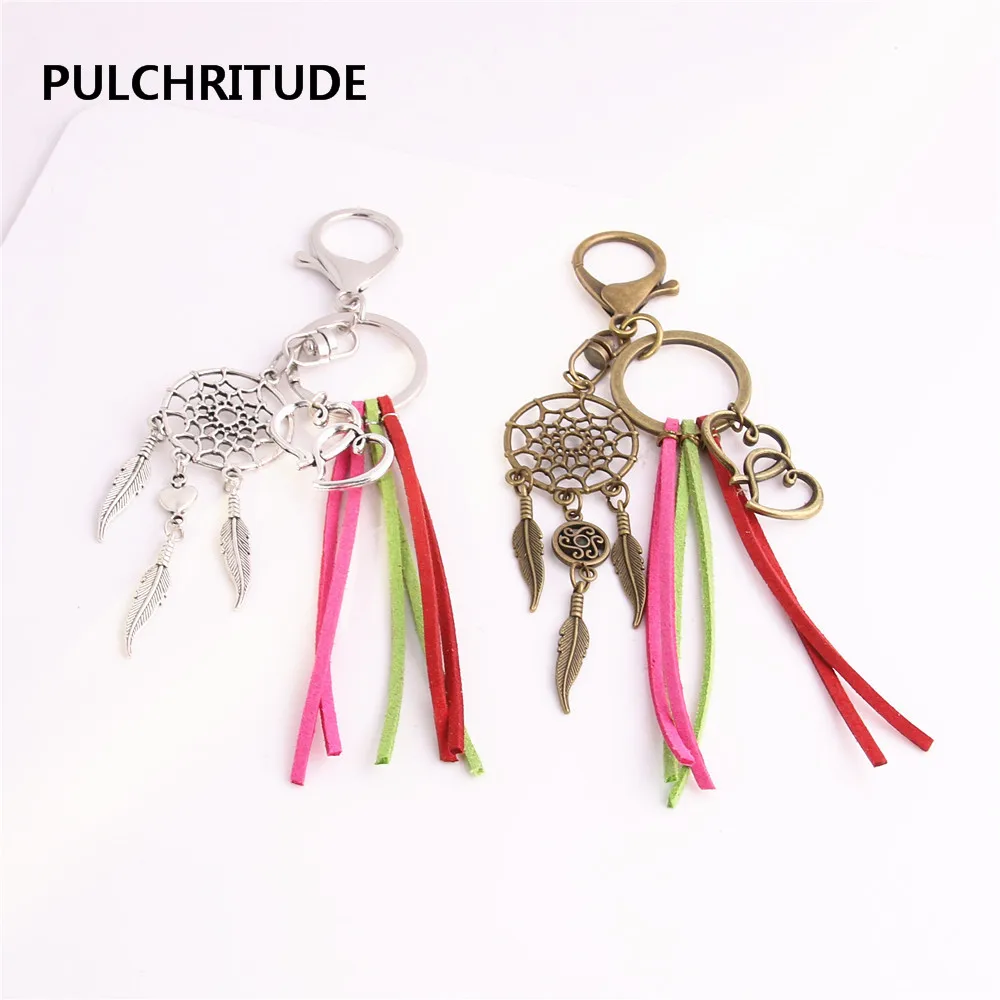 PULCHRITUDE 2 шт./лот металлический брелок в форме сердца кулон ручной работы Dreamcathcer