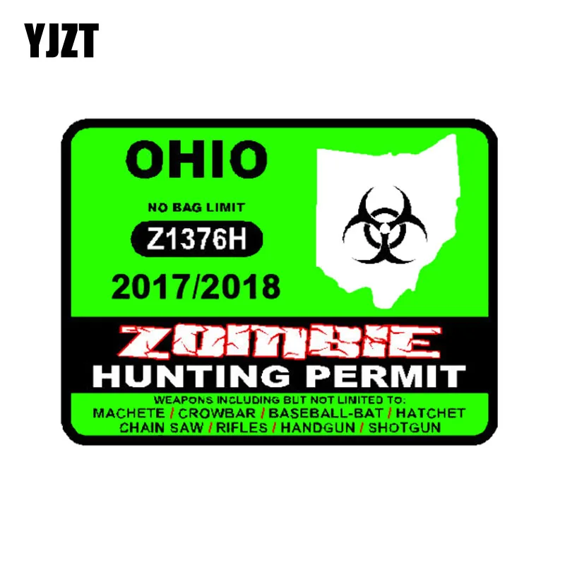 YJZT 10 2 см * 7 8 Lnterest стикер для автомобиля OHIO U S Zombie Охота Разрешение 2017 вспышка
