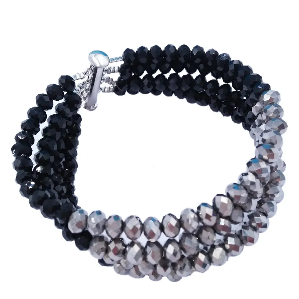 Черный и серебро хрустальные бусины костюм Африканский комплект ювелирных