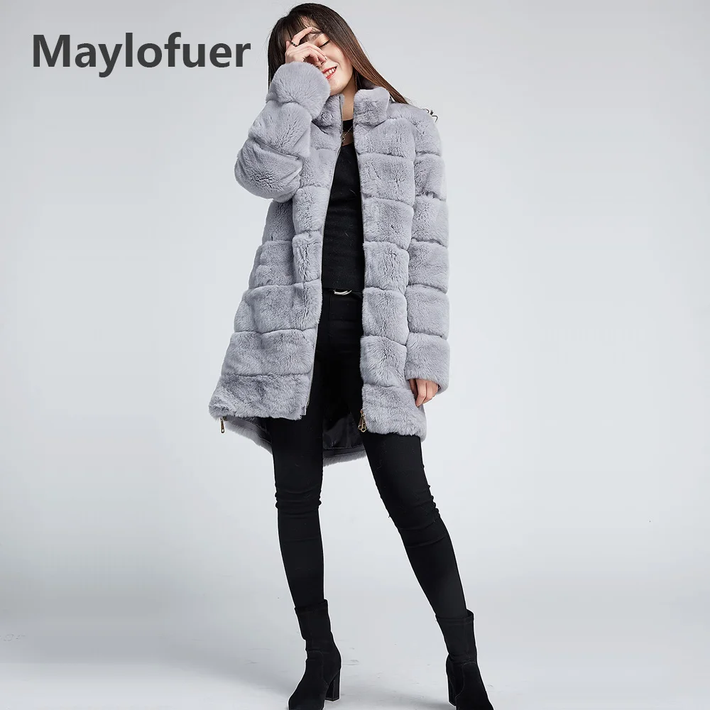 Maylofuer 100% Шуба из кролика Рекс женские меховые куртки натуральная одежда