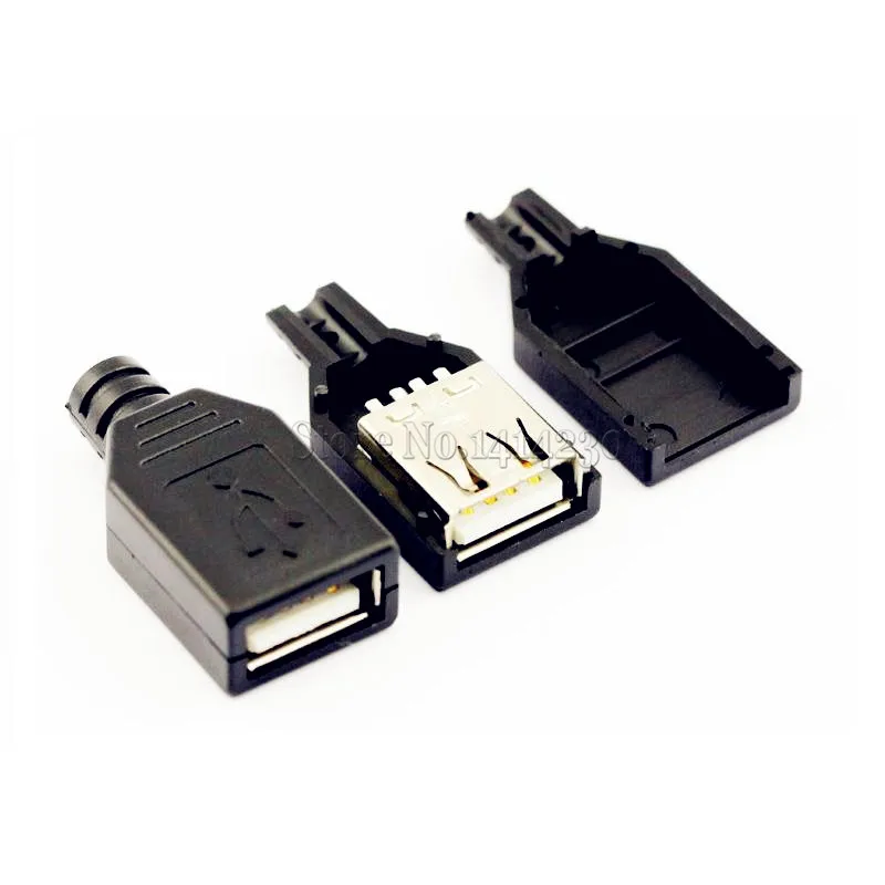 10 шт. 4 контактный разъем USB типа А с черной пластиковой крышкой|4 pin female connector|4