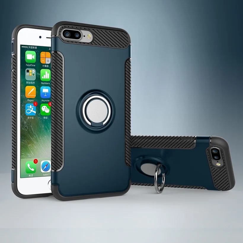 Navy Akabeila чехол для iPhone 11 Pro Max чехол палец кольцо магнитные наклейки для авто протектор для iPhone 6S 7 8 Plus X XR XS MAX чехол бампер для iPhone 7plus - Цвет: Navy