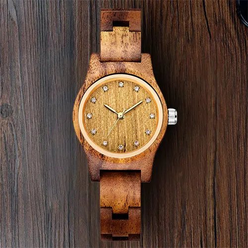 Reloj Femenino, дизайн, деревянные часы для женщин, маленькая золотая стрелка, антикварная роскошь, женские тонкие наручные часы, подарок для девушек, Прямая поставка - Цвет: brown watch