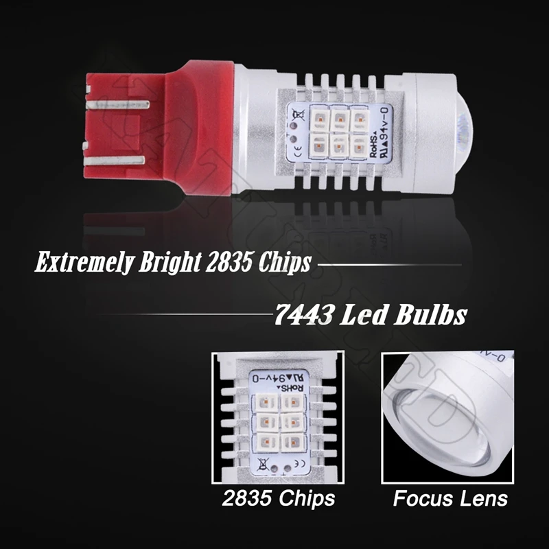 2x T20 7443 580 Высокая мощность 80 Вт Чрезвычайно яркий 21 SMD 2835 чипы W21/5 светодиодный