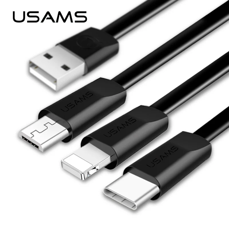 USAMS кабель для мобильного телефона iPhone 2A зарядный Micro USB Type C Samsung Xiaomi синхронизации
