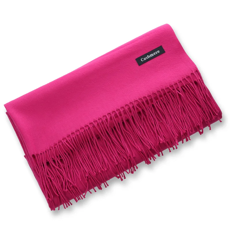 2018 Высокое качество Женские однотонные кашемировые шарфы синий кисточка леди