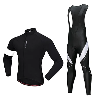 white 2pcs set WOSAWE зимний термо велосипедный Одежда MTB Горный одежда для велоспорта с длинным рукавом комбинезон с длинным рукавом велосипед Джерси теплая спортивная одежда - Цвет: white 2pcs set