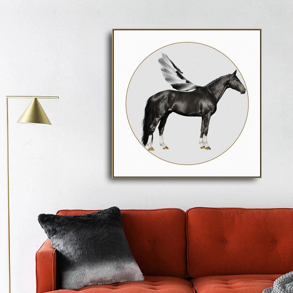 

Minimalism Horse Print Canvas Calligraphy Painting Wall art Picture for Living Room Bedroom Art Poster Decoration Picture Morden