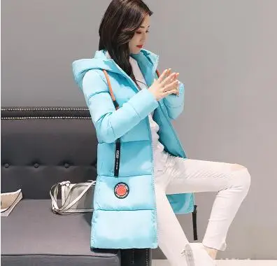 YAGENZ Parkas зимняя Дамская куртка с капюшоном пальто размера плюс 3XL тонкое толстое теплое пальто для девочек средней длины Студенческая пуховая одежда из хлопка - Цвет: Water blue