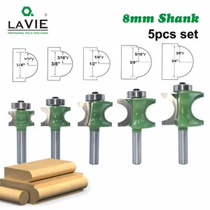 Полукруглые концевые фрезы LA VIE, хвостовик 8 мм, 2 канавки, подшипник, деревообрабатывающий инструмент, MC02046, 5 шт.