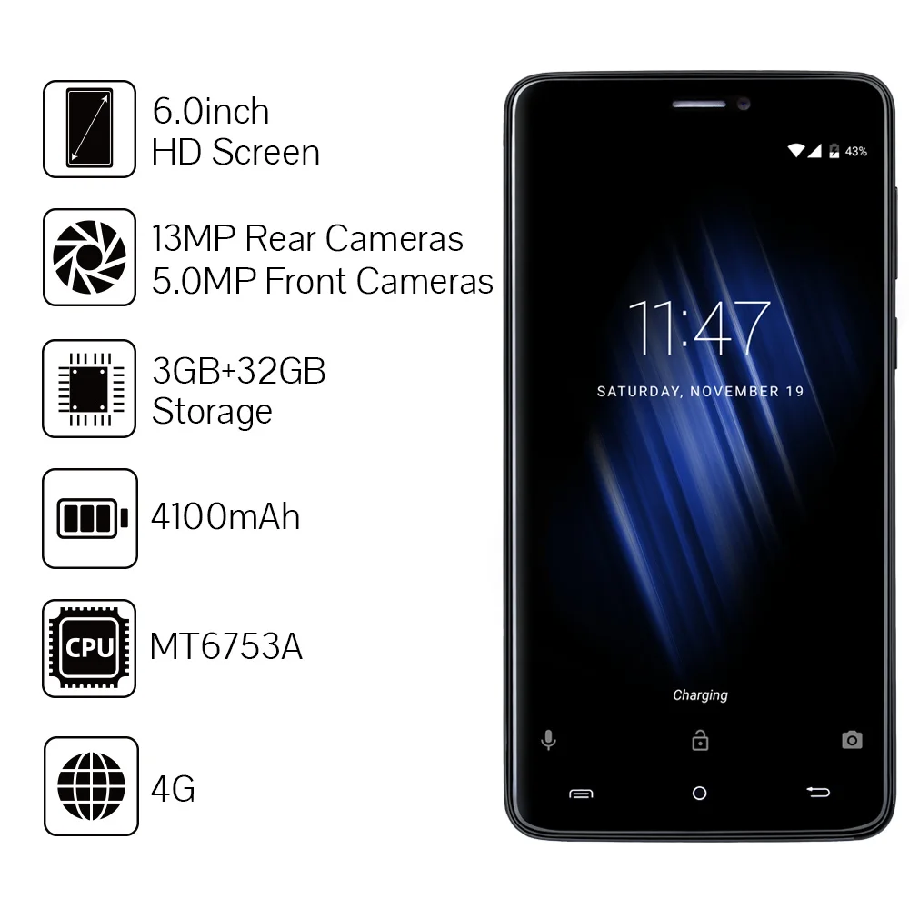 Cubot Max смартфон MTK6753A Восьмиядерный Android 6 0 4100 мАч большой аккумулятор 3 ГБ ОЗУ 32 Гб