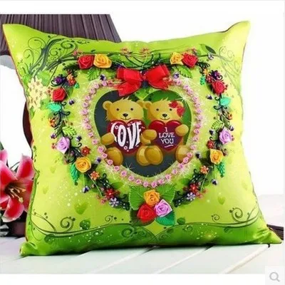 DIY 3D Embroidery Cross Stitch Ribbon Cushion Pillow Case Cover Materials Non-finished | Дом и сад