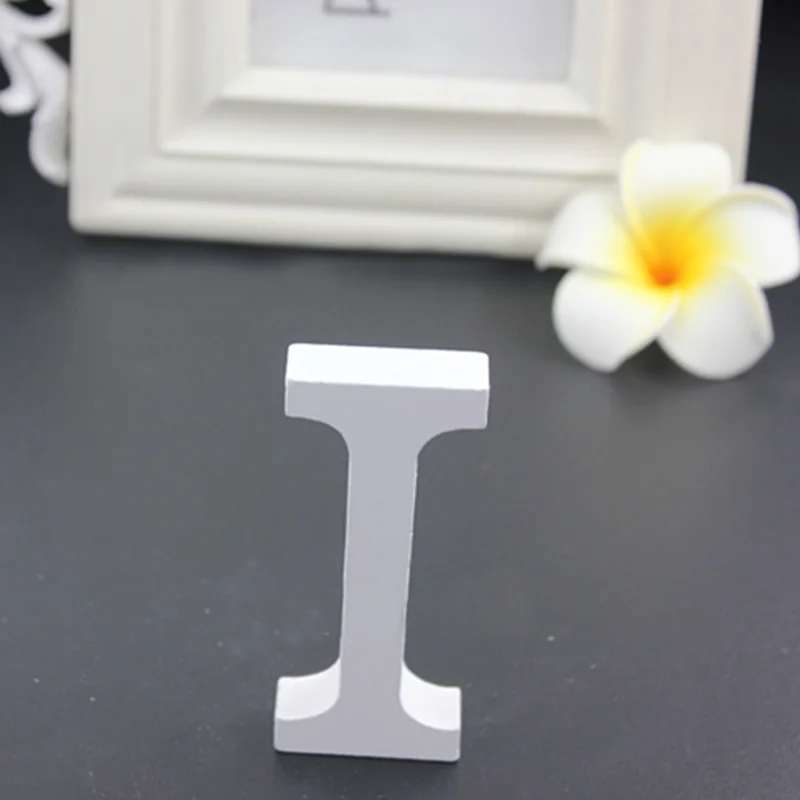 I 8x8cm 3D белая деревянная буква Английский алфавит DIY Индивидуальное Имя Дизайн Искусство ремесло свободно стоящее сердце Свадебный домашний декор - Цвет: I 8x8cm