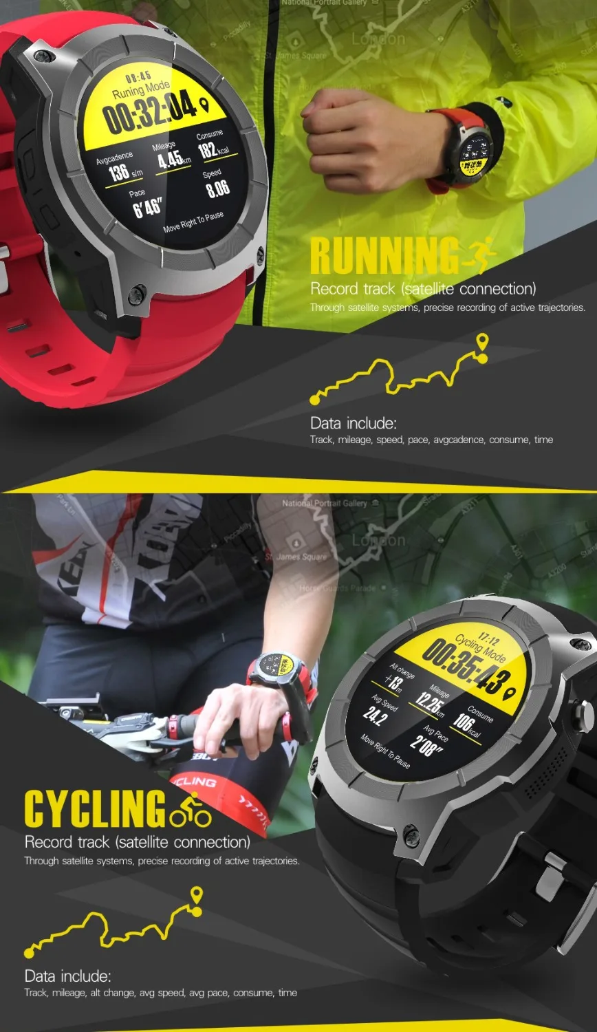 GPS Smart Watch Sport браслет SIM карты сенсорный Экран Смарт-часы с функцией набора для