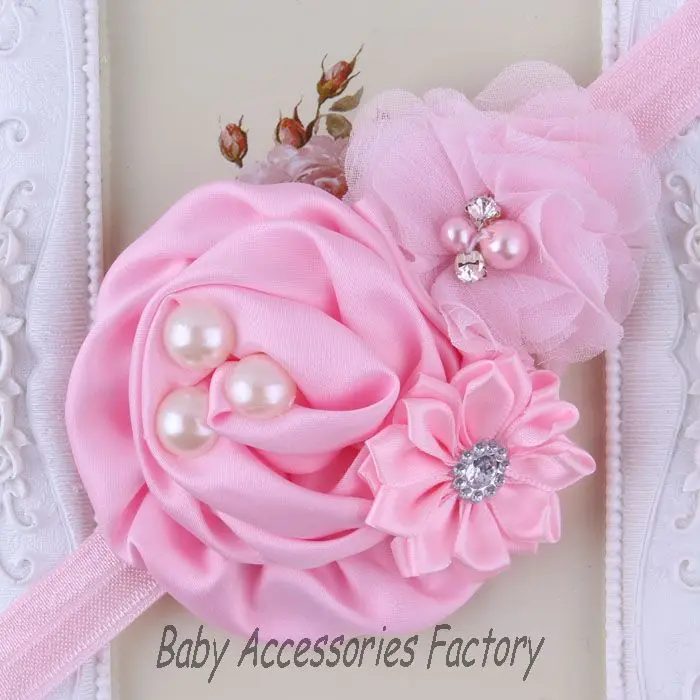 Chic Kids Elastic Headbands Girl Pearl Rhinestone Flower Headband Hair Accessories Christmas Hairbands FD01 | Детская одежда и