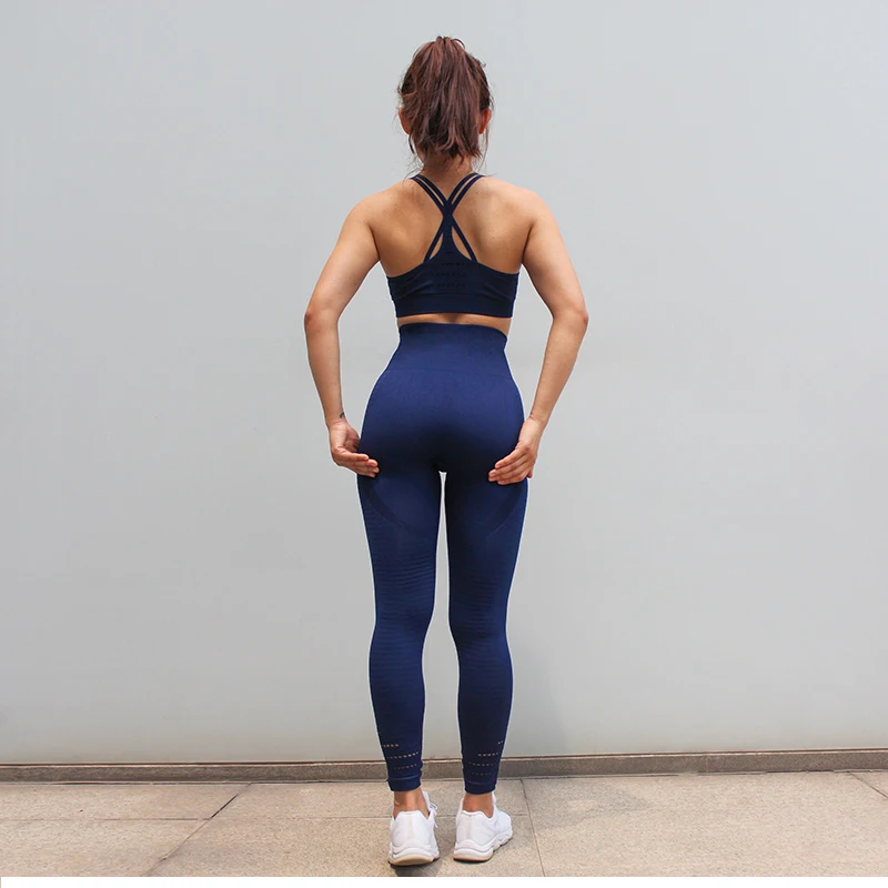Спортивная одежда, спортивный женский фитнес-набор, набор для тренажерного зала, 2 предмета, набор для тренировки, бесшовная Спортивная одежда для женщин, для йоги и бега, леггинсы, бюстгальтер
