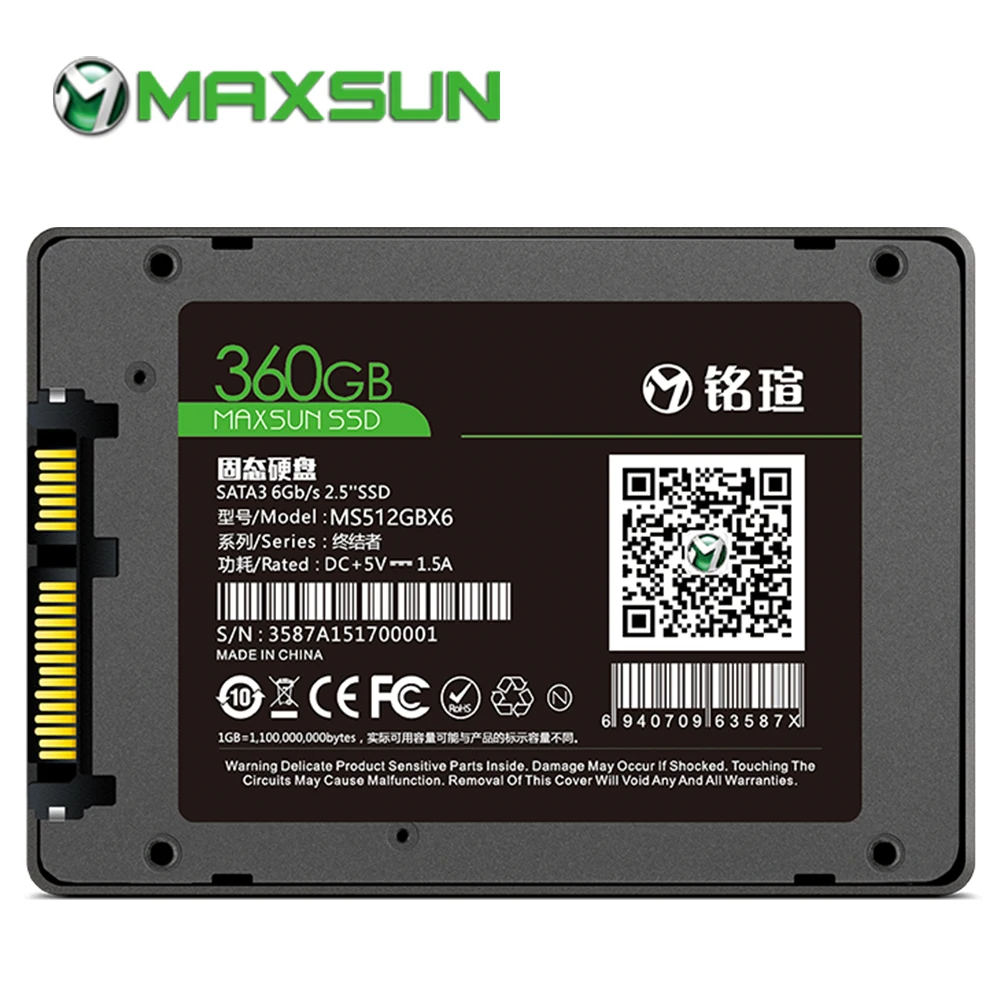 MAXSUN Терминатор 360 ГБ SSD SATA III 2 5 &quotSMI TLC 3 года гарантии сплав гб Внутренние