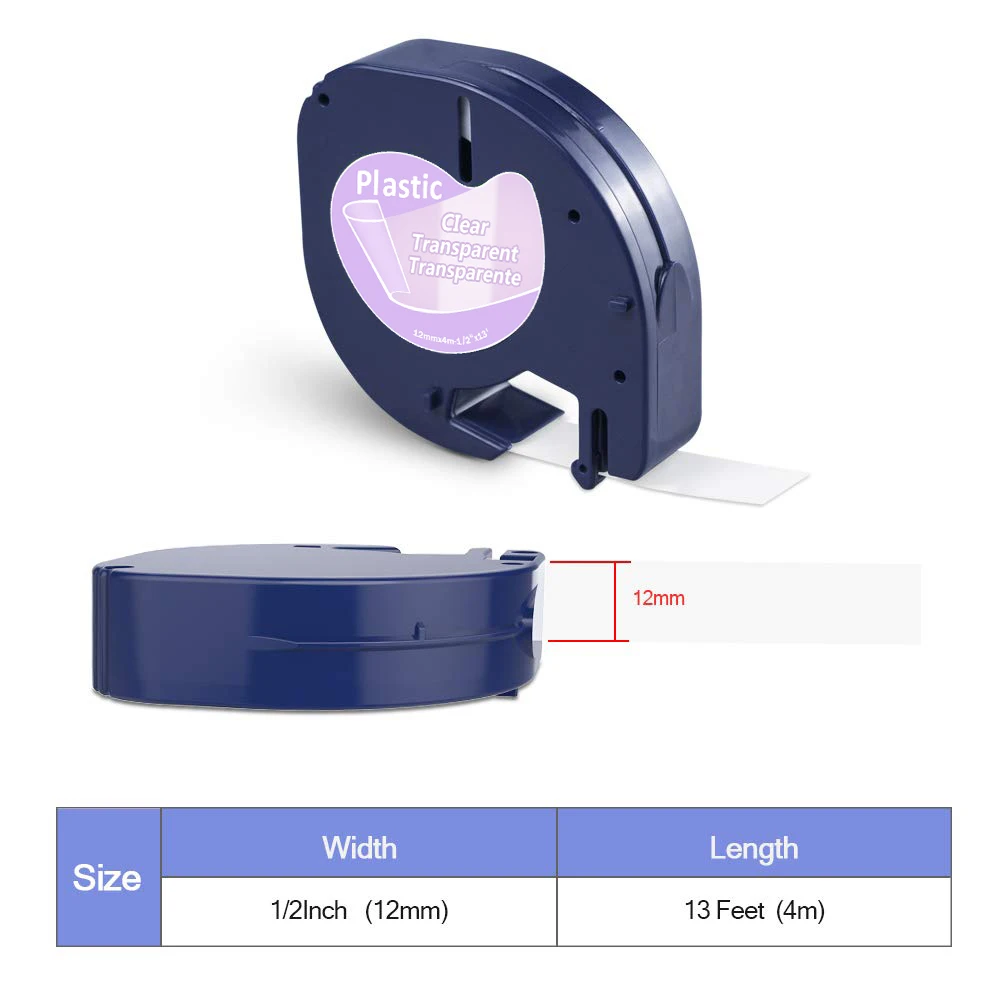 Наклейки Greateam 2 шт. 12267 совместимые с DYMO LetraTag 16952 16951 12268 самоклеящиеся чёрные на прозрачном для принтера этикеток LT-100T