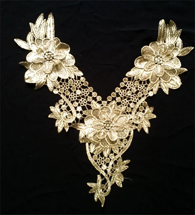 

Golden Embroidery Lace Collar Neckties Set Applique Trims Garment Accessories