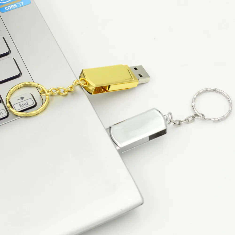 USB флеш накопитель 4 ГБ 8 16 32 золотой серебряный usb 2 0 с кольцом для ключей карта