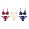 wine red beige blue Varsbaby 3 компл./лот сексуальное облегающее кружевное платье-футляр для женщин в цветочек с глубоким v-образным вырезом, пуш-ап, нижнее белье бюстгальтер и трусики наборы для ухода за кожей - Цвет: wine red beige blue