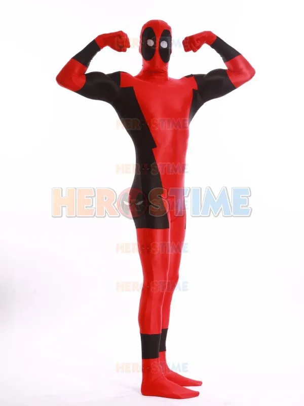 Костюм Дэдпул черный и красный зентай спандекс лайкра Косплей Хэллоуин супер