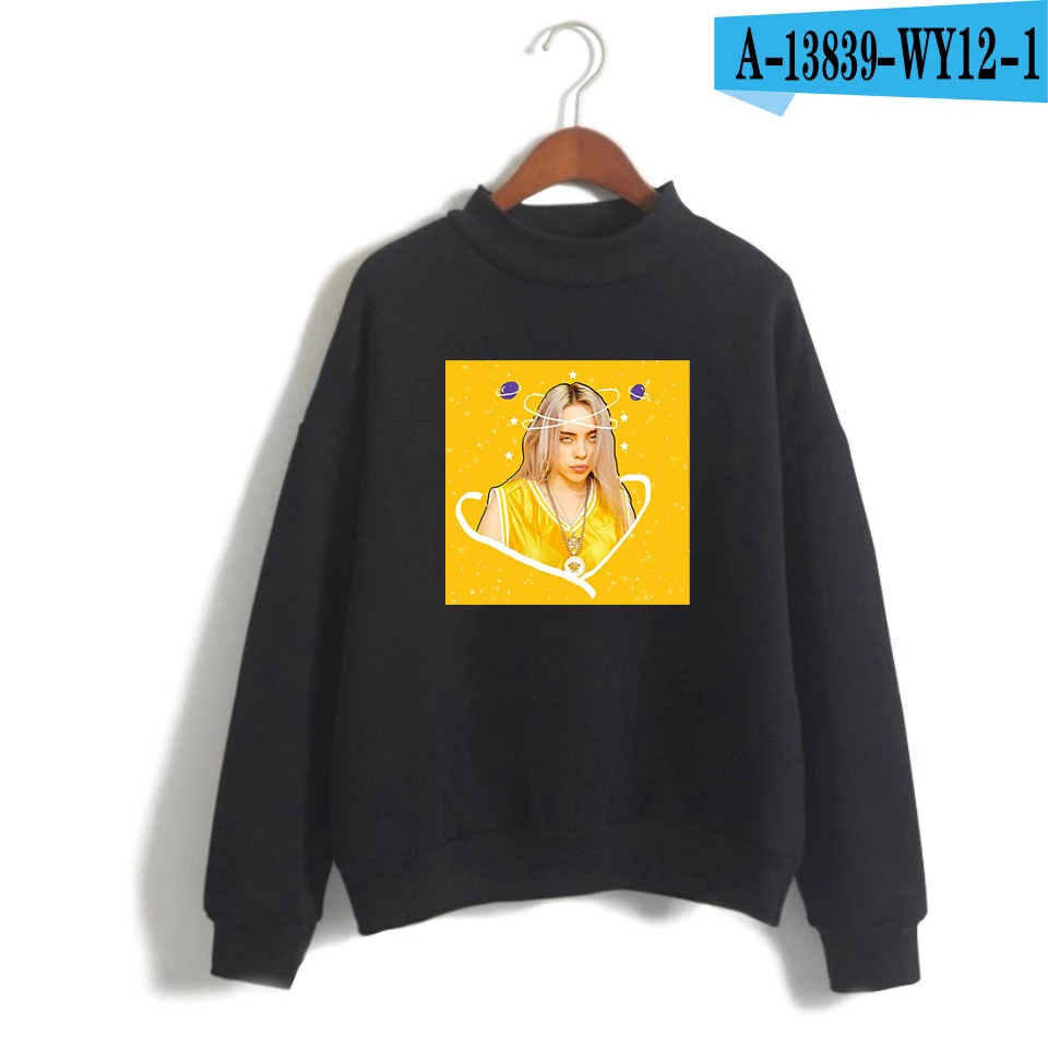 Billie Eilish водолазка толстовки Kpop Harajuku Женская одежда оверсайз хип-хоп Bangtan Одежда для мальчиков Новая мода - Цвет: black