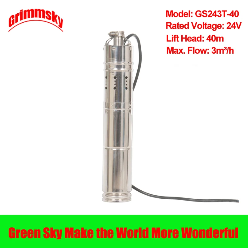 

3m3/h 40m lift head 320W DC 24V 3inch Built-in MPPT solar water pump submersible