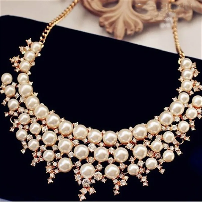 Baloki Винтаж Талисманы Кристалл колье Для женщин Колареш имитация жемчужные