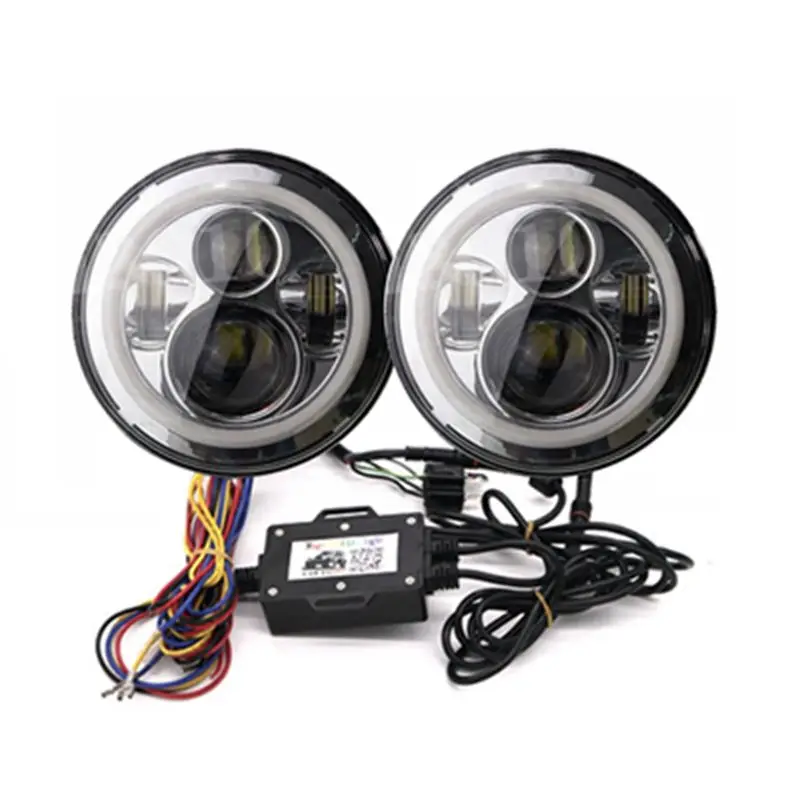 Для Jeep Wrangler фары 7 светодиодный LED Halo Angel Eyes RGB + 4 ''Противотуманные для 1997-2017 TJ LJ