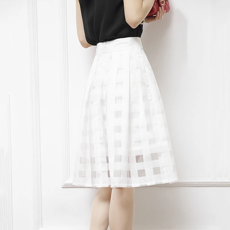 Летние юбки высокого качества 2018 Новая модная женская трапециевидная черно