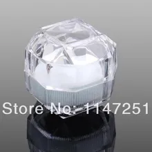 Hot Sale! White Transparent Acrylic Ring Box 38*38mm Jewelry Case Ear Nail Box High Quality 60pcs/lot Free Shipping