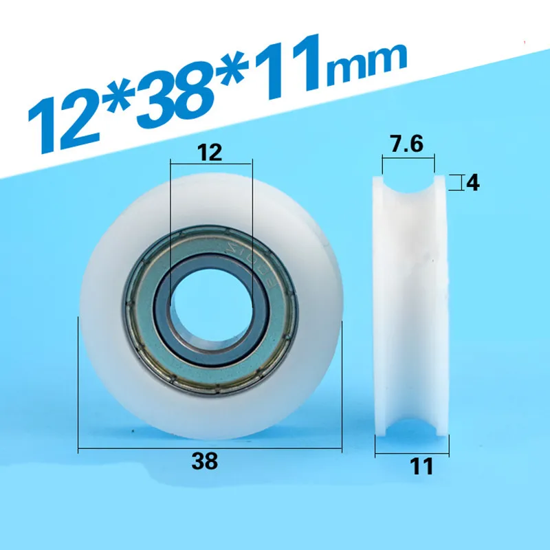 

[U1238-11]Free Shipping 10PCS U groove 6001zz ball bearing POM plastic bearing pulley wheel 12mm*38mm*11mm