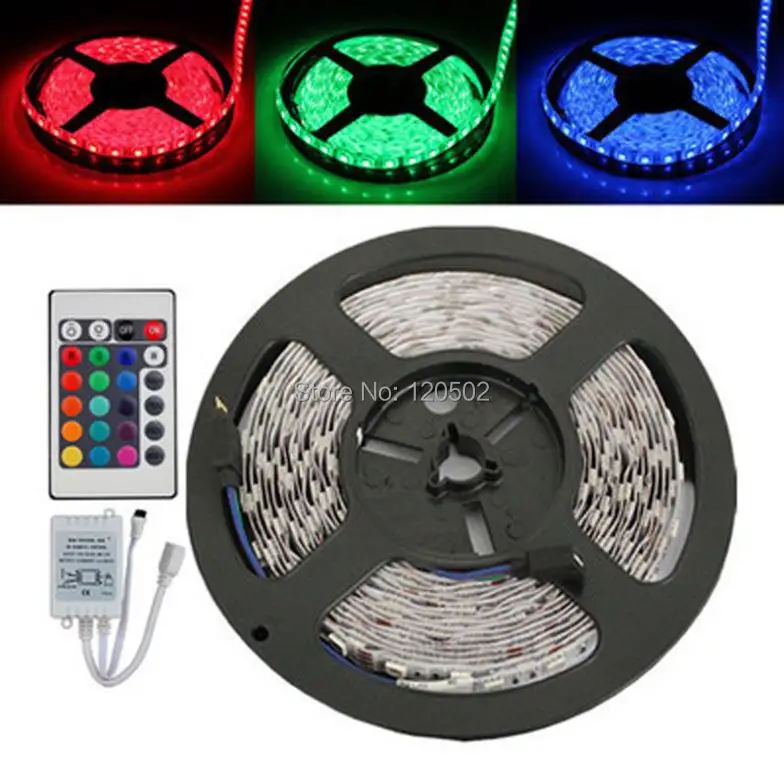 5M 5050 RGB 150 светодиодов SMD гибкая светильник полосы и 24key ИК-пульта дистанционного