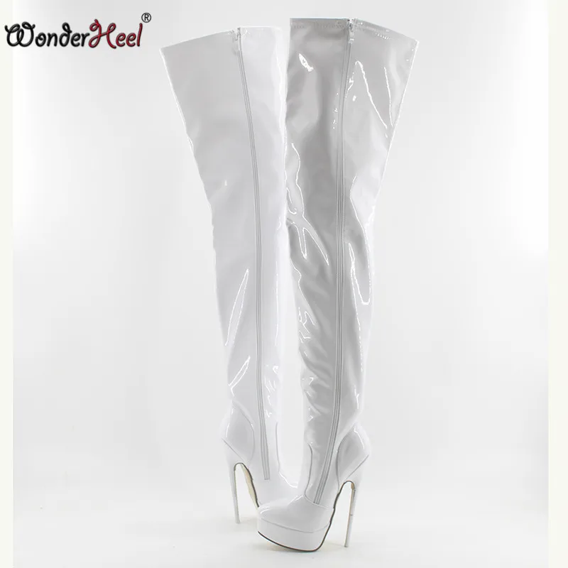 Wonderheel/Новые облегающие высокие сапоги на очень высоком каблуке 18 см и шпильках