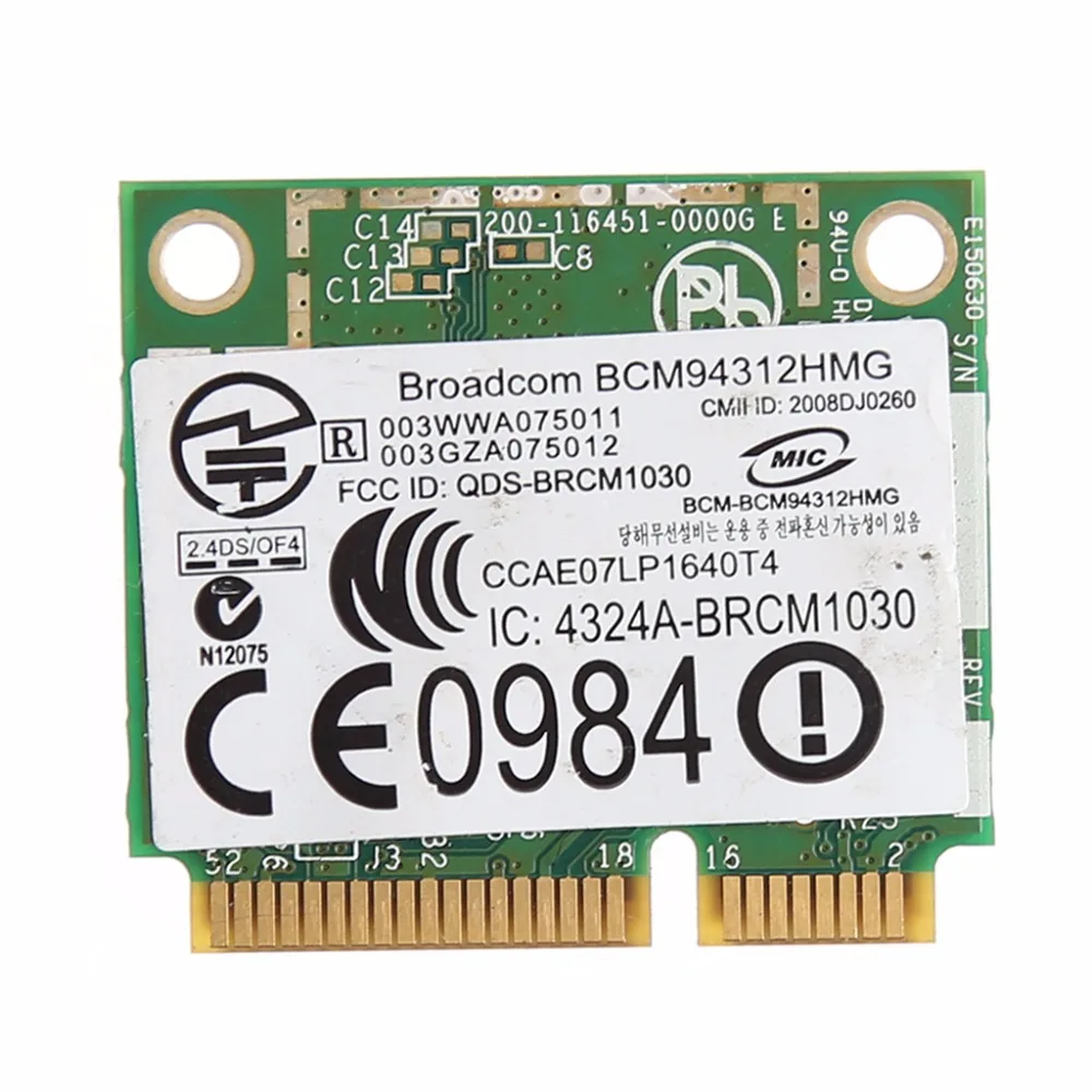 54 М беспроводная Wifi Мини карта PCI E для Dell DW1397 0KW770 Broadcom BCM94312HMG2L|Сетевые карты| |