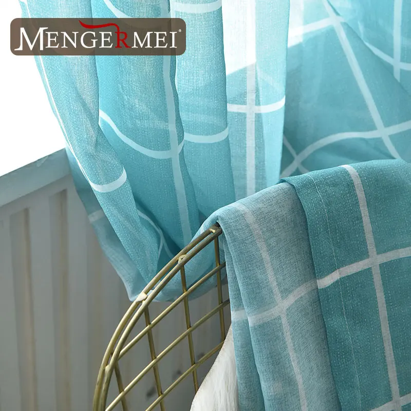 Клетчатая занавеска для гостиной синие фиолетовые тюлевые занавески спальни