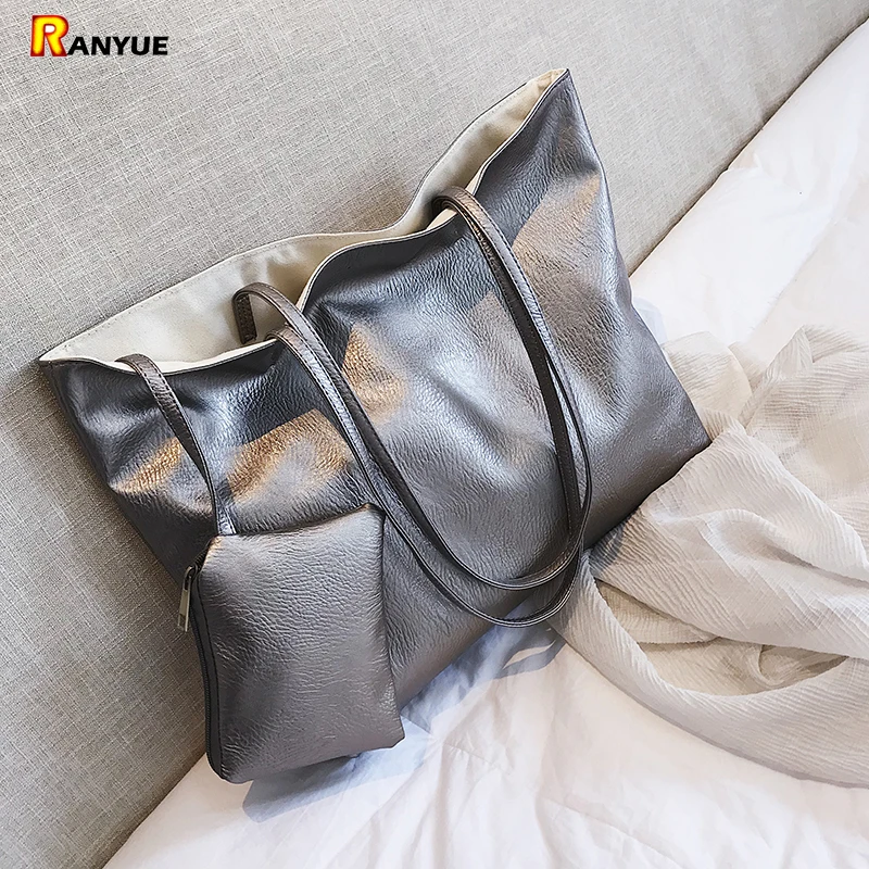 Черная Женская Сумка тоут Bolso Grande Повседневная Дамская сумка из мягкой