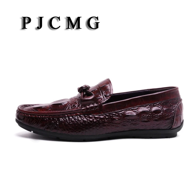 Туфли PJCMG мужские из натуральной кожи крокодиловые пятна повседневная обувь