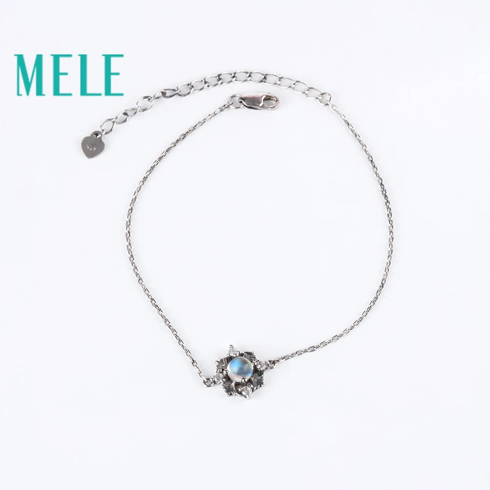 Очаровательный браслет из стерлингового серебра 925 пробы с натуральным голубым