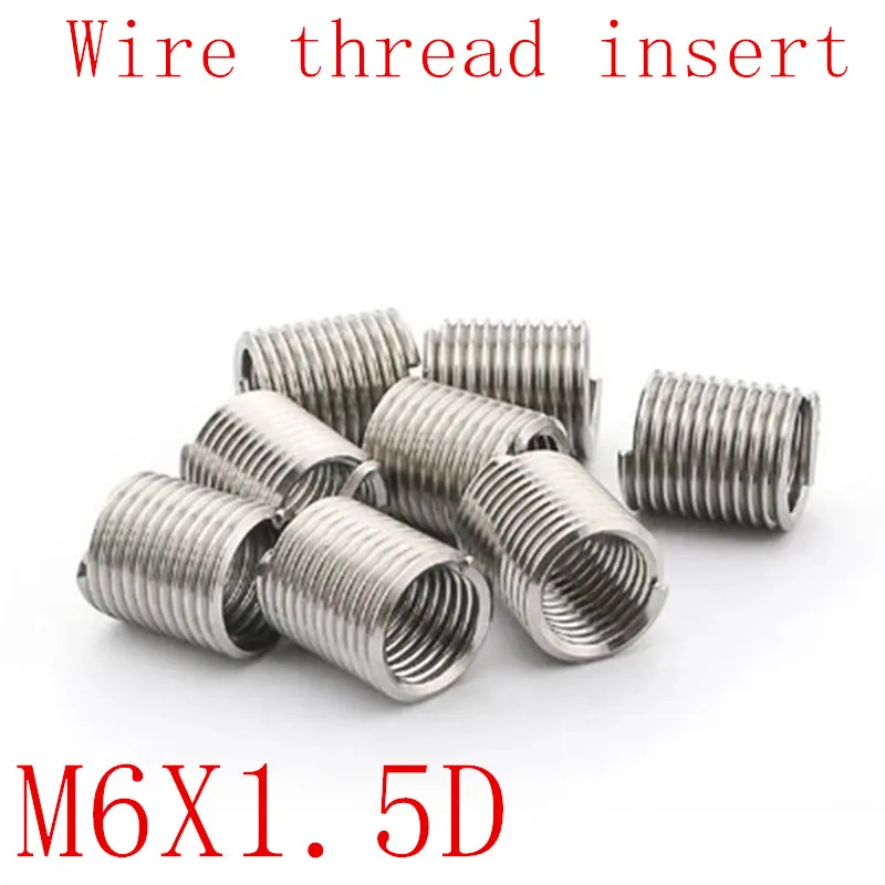 

50pcs M6*1.0*1.5D Wire Thread Insert Stainless Steel 304 Wire Screw Sleeve, M6 Screw Bushing Helicoil Wire Thread Repair Inserts